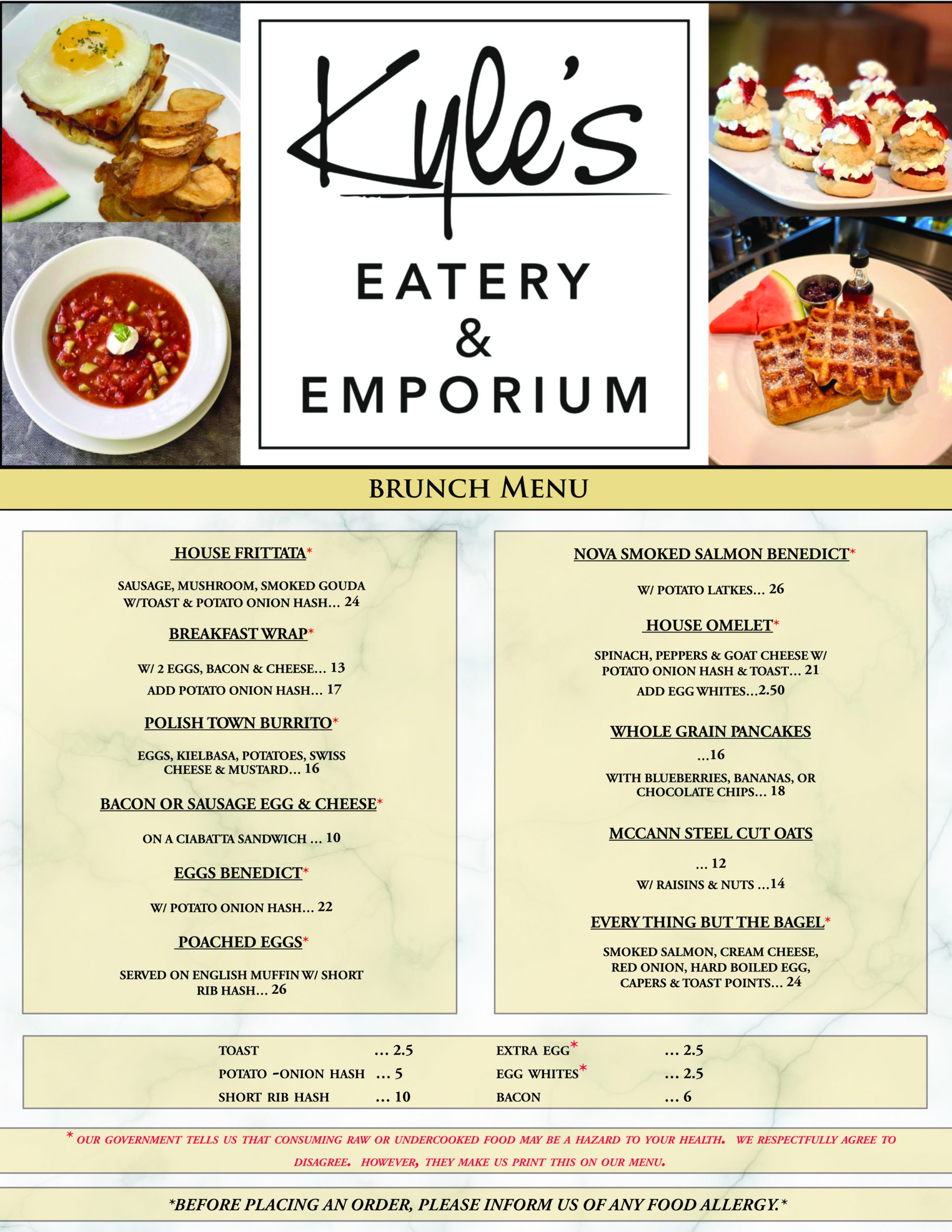 Kyle's Eatery & Emporium Menu
